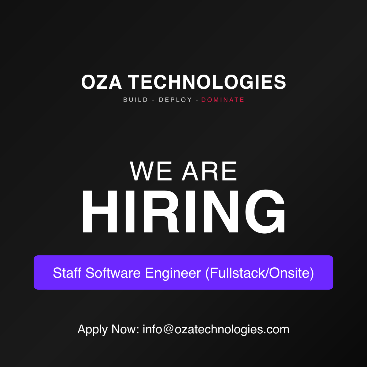 Staff Software Engineer (Full Stack) — we are hiring at Oza Technologies